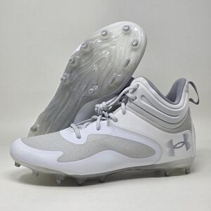 Under Armour Command MC Mid UA Lacrosse Cleats White 3025639-100 Mens Sz 13 New